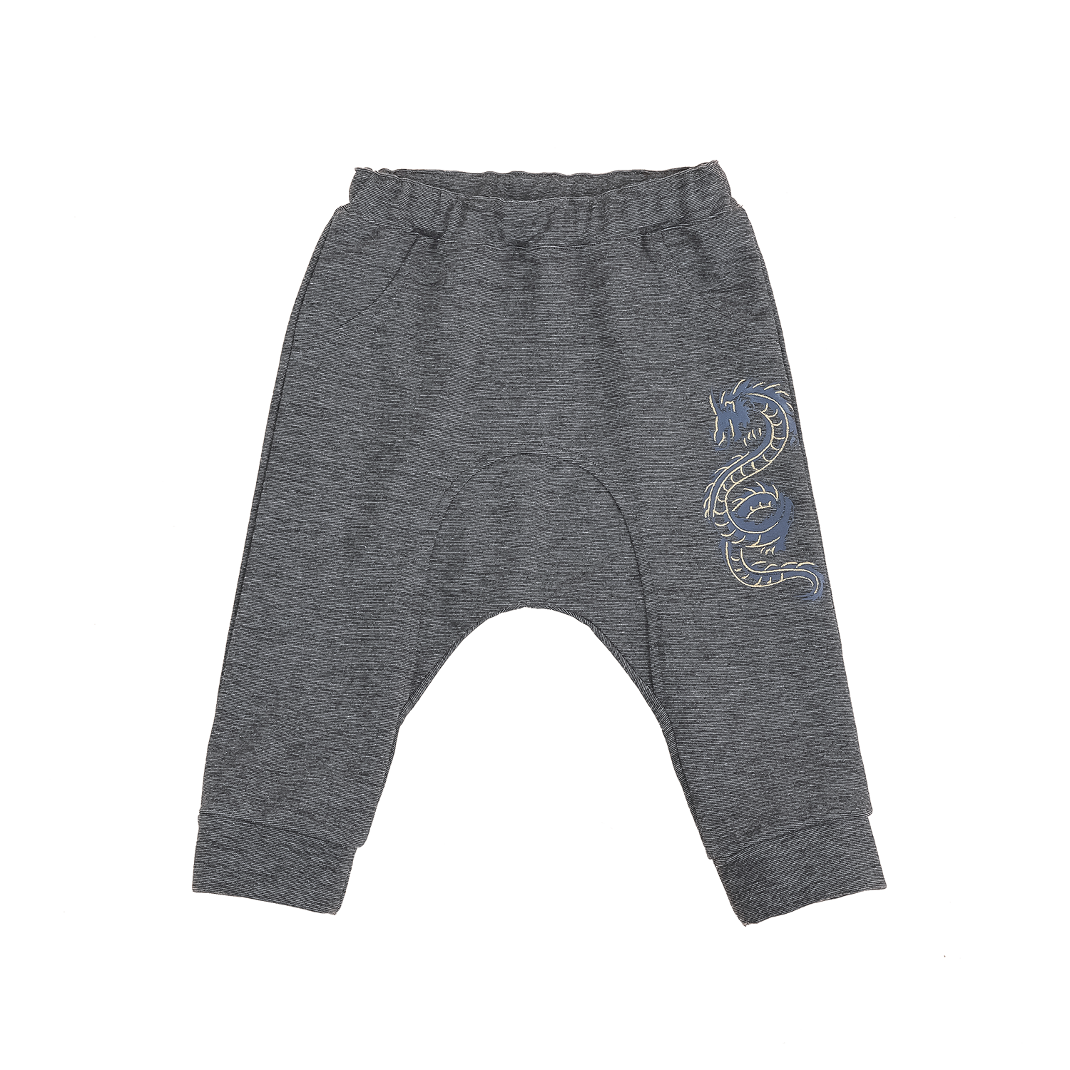 Heather grey baby trousers with dragon motif