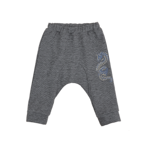 Heather grey baby trousers with dragon motif