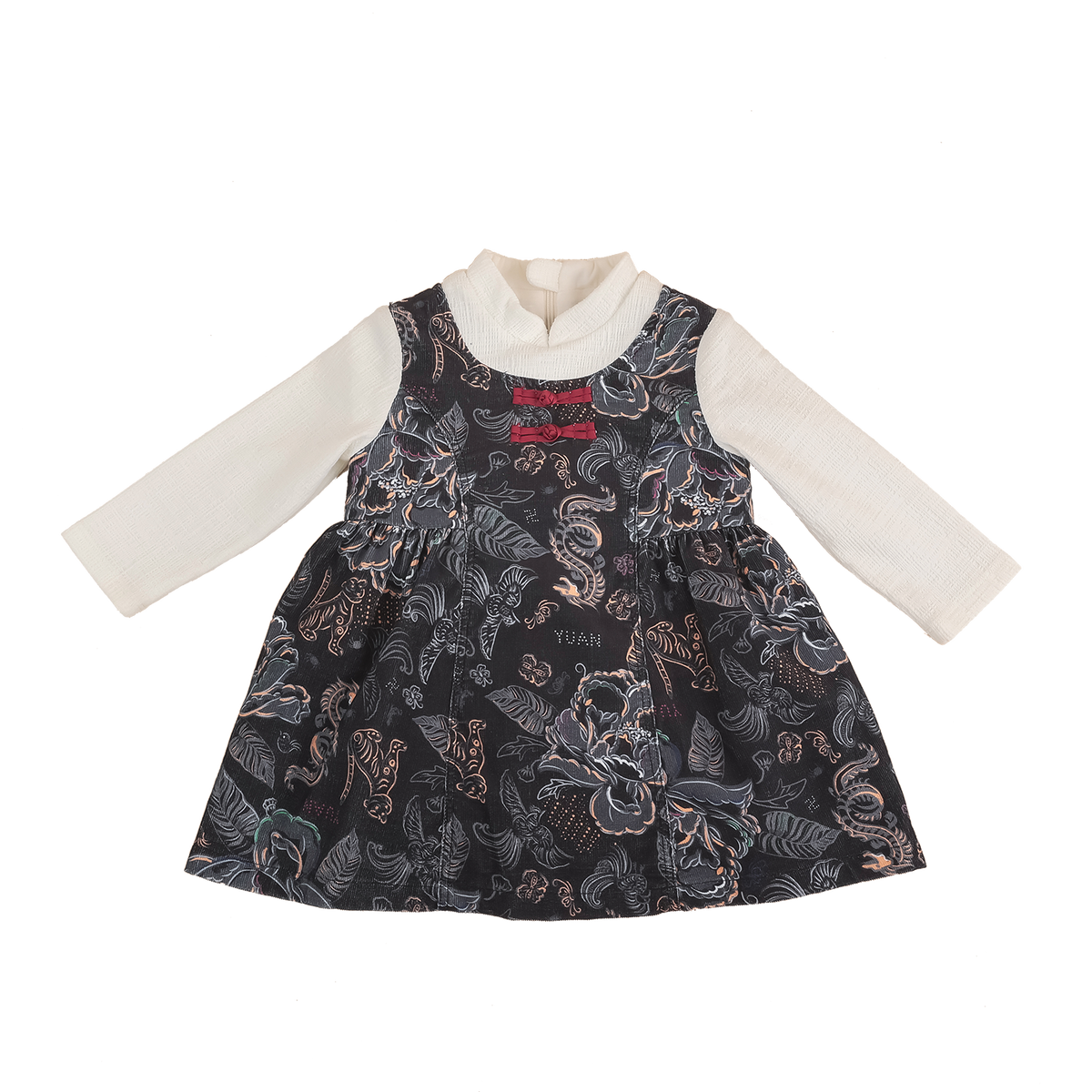 Baby dress with stand collar and Chinese knots