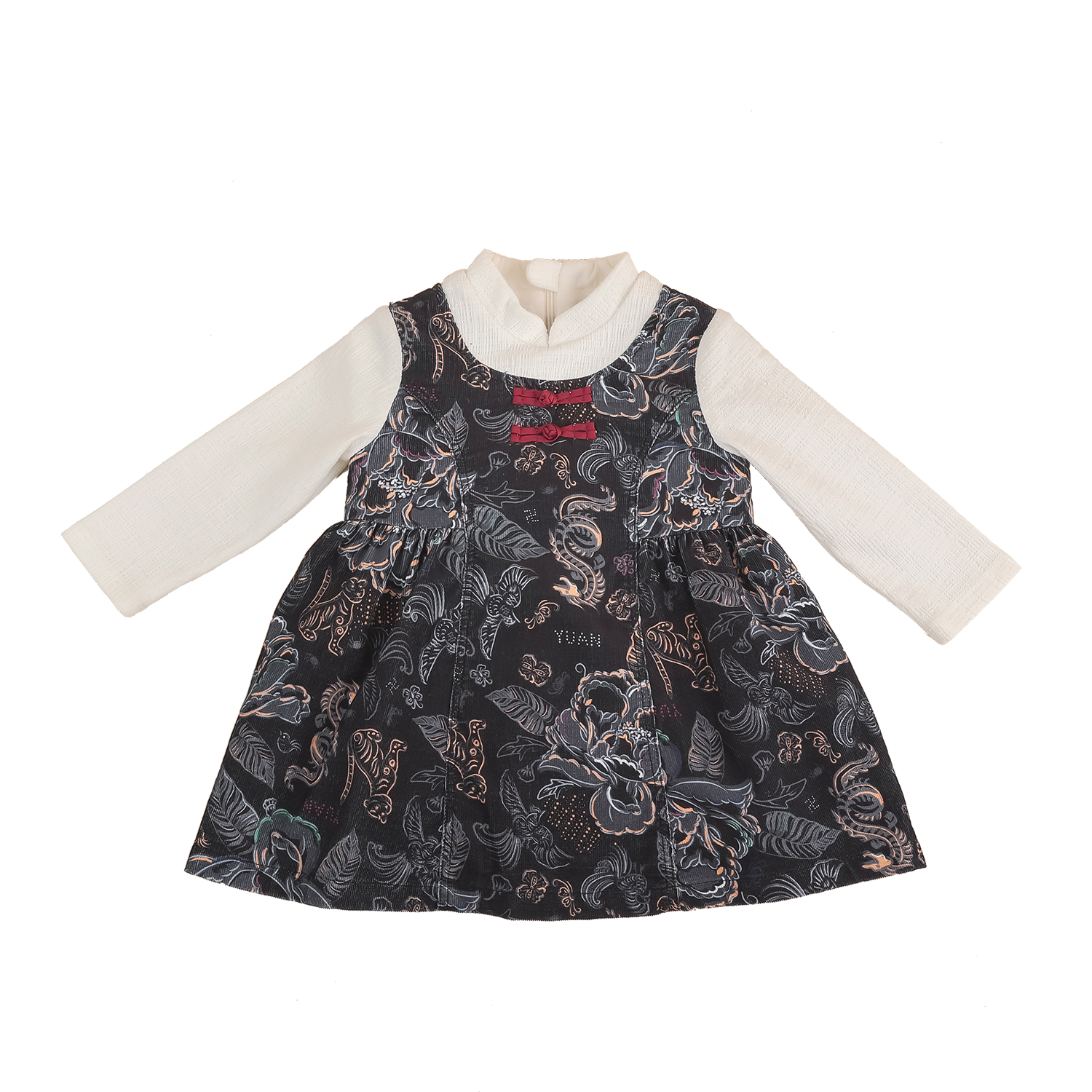 Baby dress with stand collar and Chinese knots