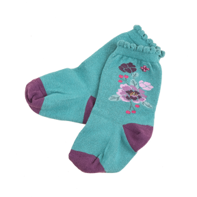 Pine green mid-calf peony socks