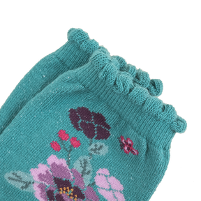 Pine green mid-calf peony socks