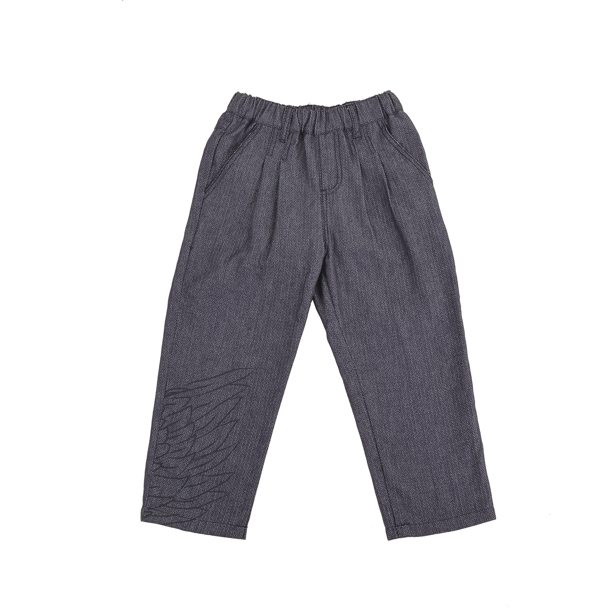 Indigo kids denim trousers with eagle detail