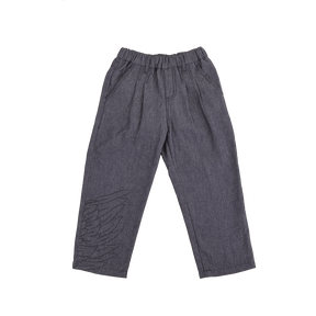 Indigo kids denim trousers with eagle detail