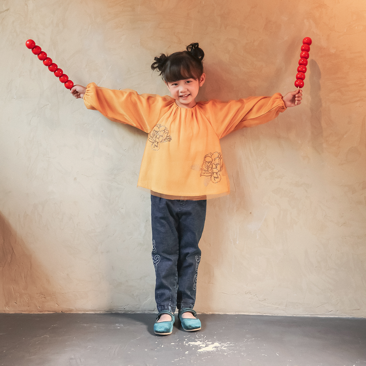 Kids denim with "as-you-wish" cloud motif