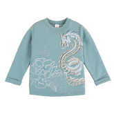 Lake blue kids top with dragon motif