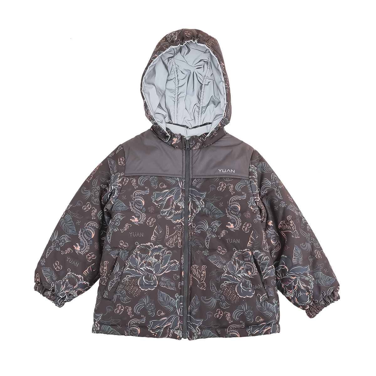 Metal grey kids reversible windbreaker jacket with "beast wishes" print