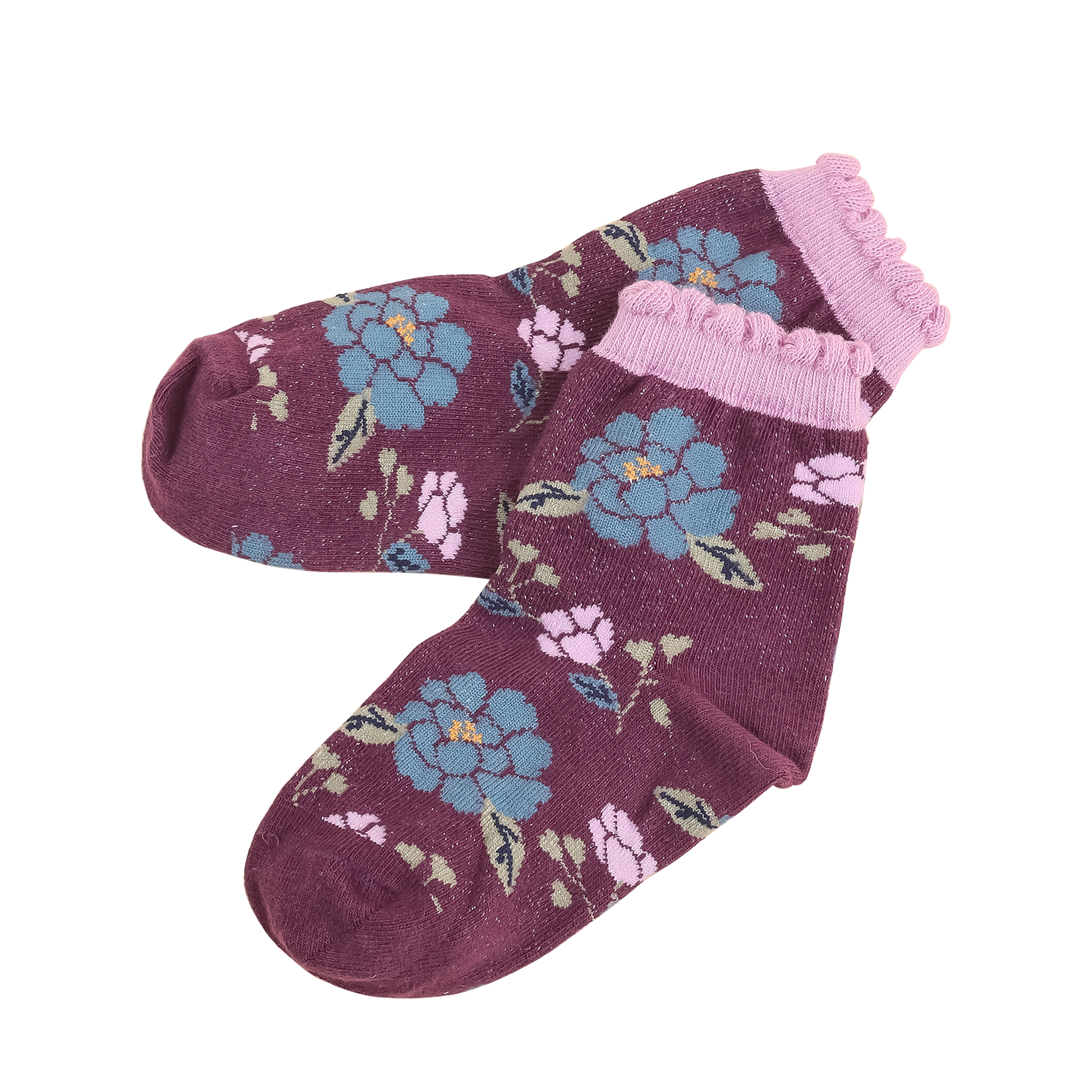 Purple peony short socks