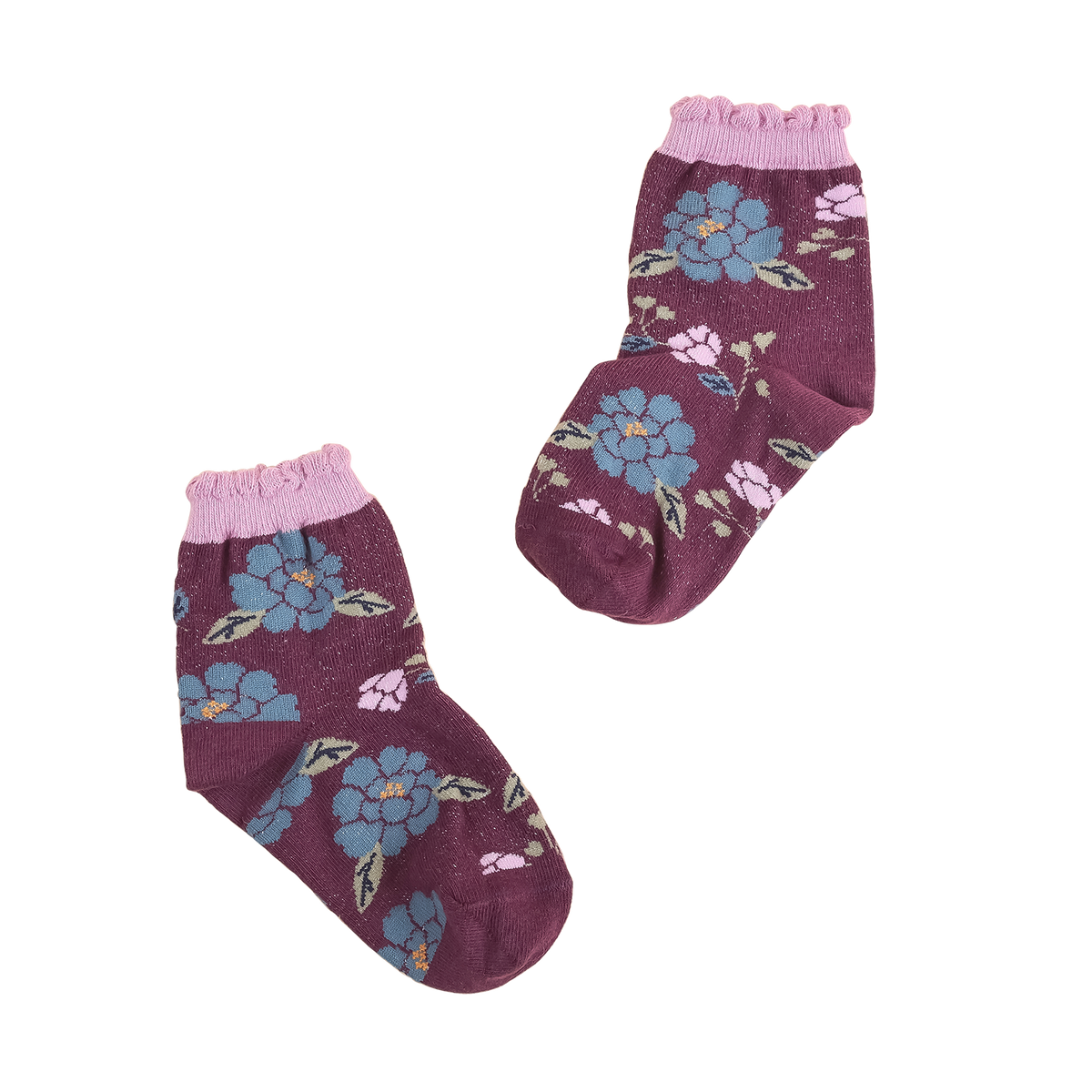 富貴牡丹紫色短襪