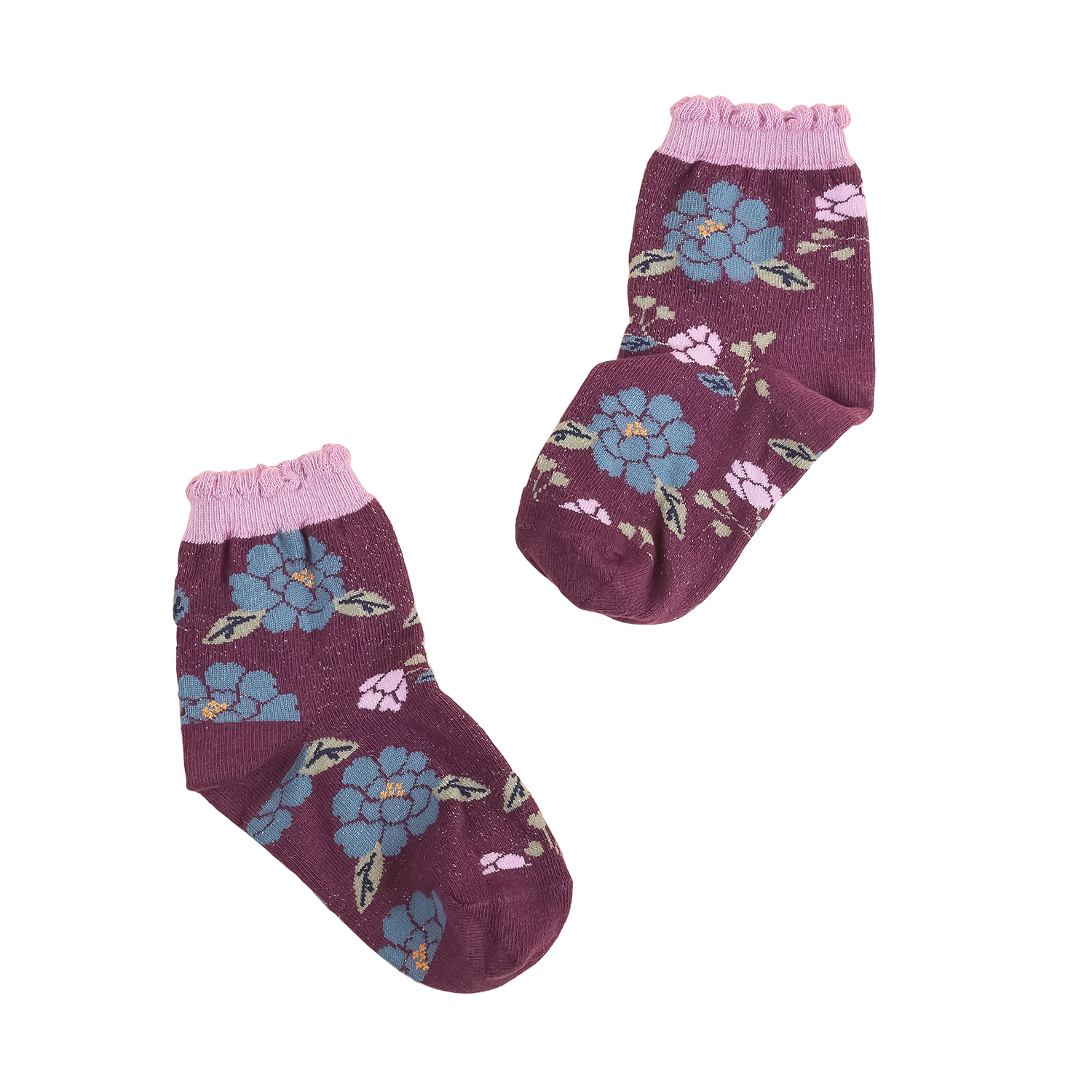 Purple peony short socks