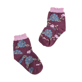 Purple peony short socks