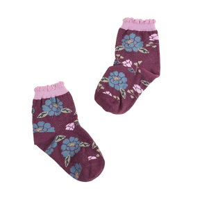 富貴牡丹紫色短襪
