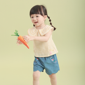 <tc>Blue baby shorts with embroidered flowers</tc>