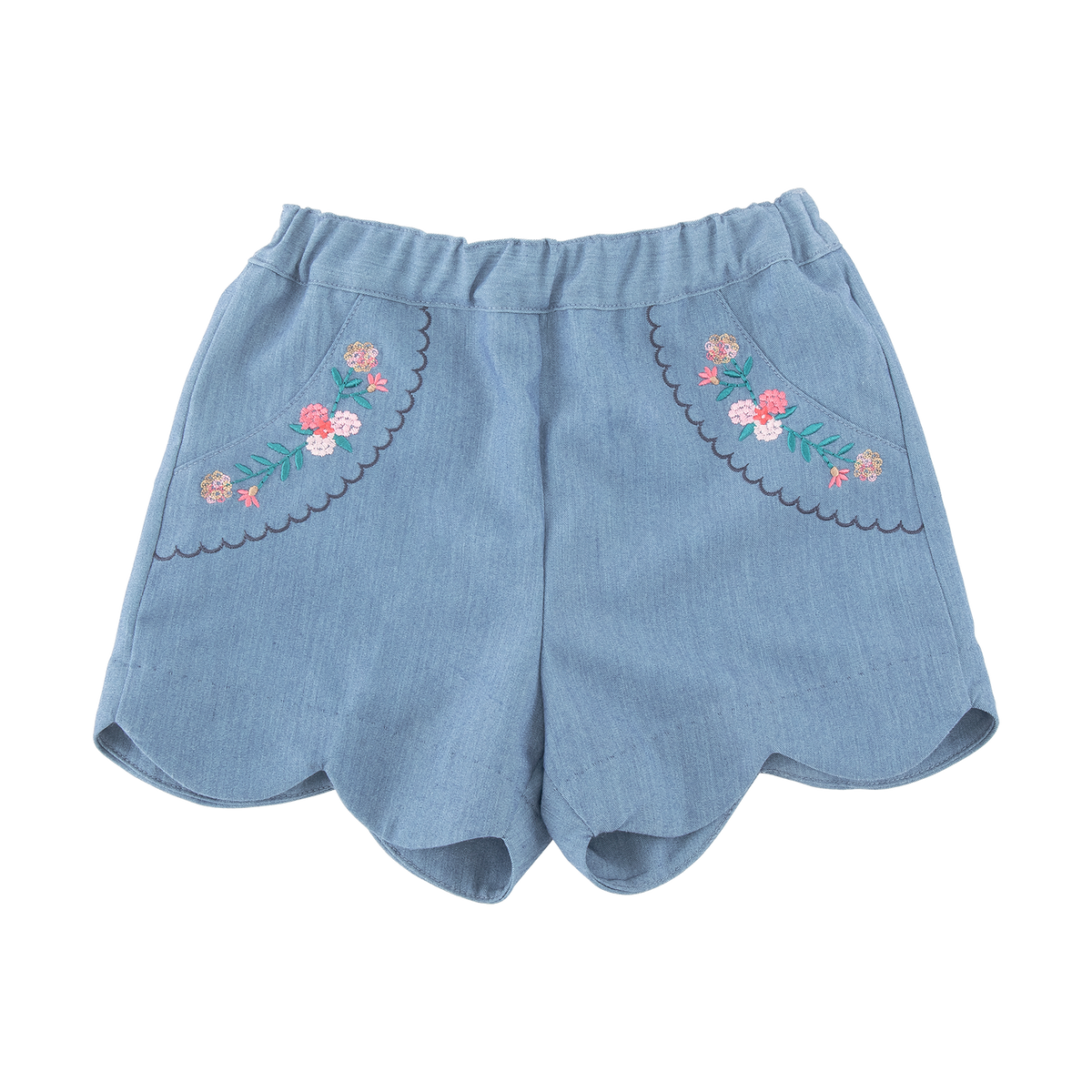 嬰童貝殼花邊刺繡短褲