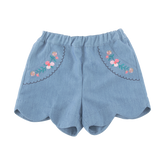 <tc>Blue baby shorts with embroidered flowers</tc>
