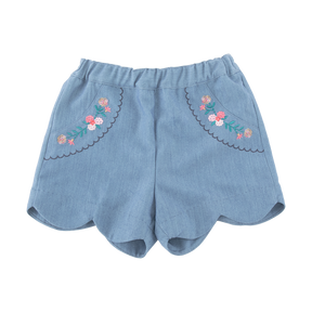 嬰童貝殼花邊刺繡短褲