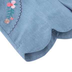 <tc>Blue baby shorts with embroidered flowers</tc>