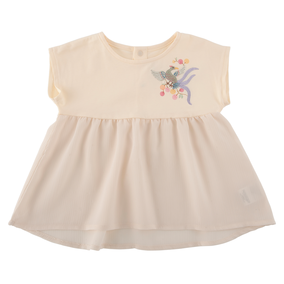 <tc>Cream baby Top with phoenix appliqué</tc>