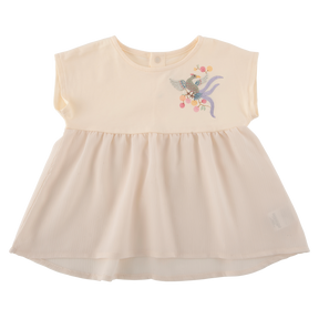 <tc>Cream baby Top with phoenix appliqué</tc>