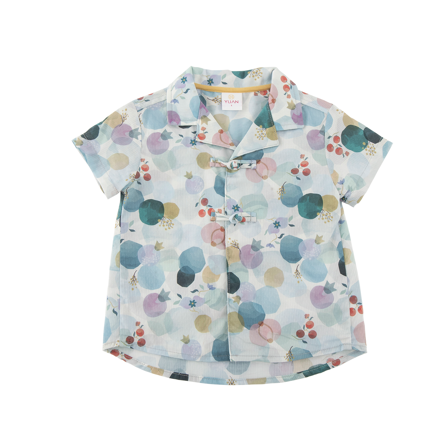 <tc>orchid baby button down shirt with three rounds print</tc>