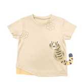 <tc>Khaki baby T-shirt with tiger print</tc>