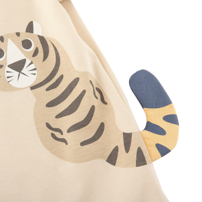 <tc>Khaki baby T-shirt with tiger print</tc>