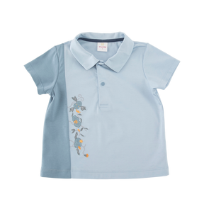 <tc>Sky Blue baby polo with fruits appliqué</tc>