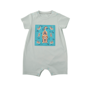 <tc>Mint Baby onesie with tiger print</tc>