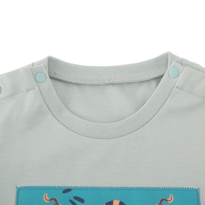 <tc>Mint Baby onesie with tiger print</tc>