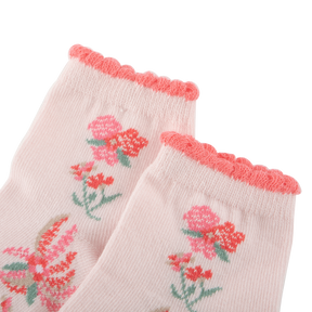 <tc>Pastel peach baby socks with flower prints</tc>