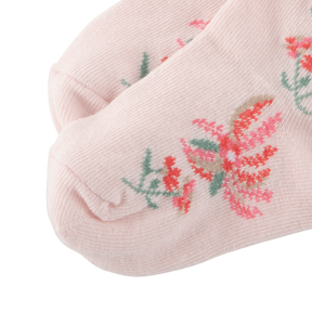 <tc>Pastel peach baby socks with flower prints</tc>