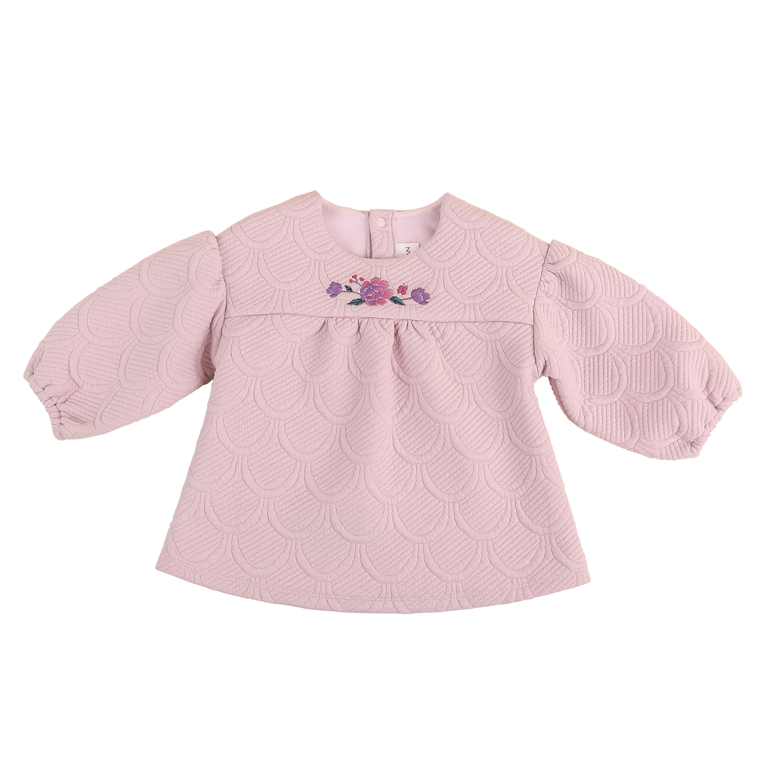 Dusty lavender baby top with peony detail