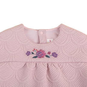 Dusty lavender baby top with peony detail