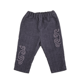 Indigo baby trousers with as-you-wish cloud motif