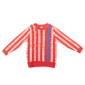 Red kids sweater with good fortune print