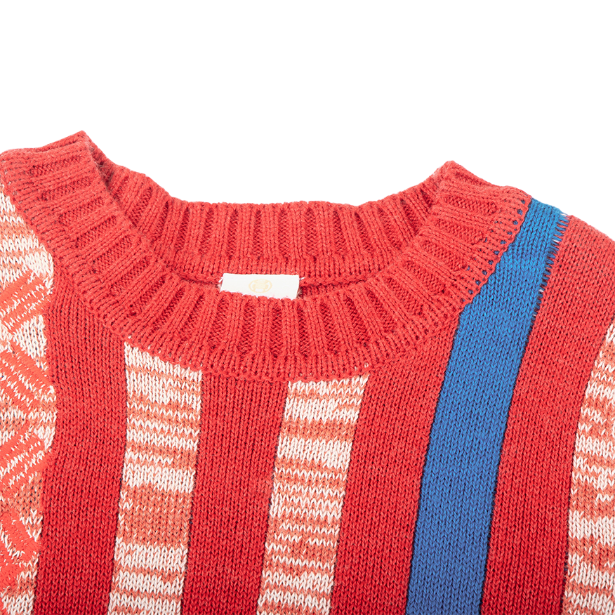 Red kids sweater with good fortune print