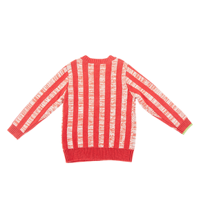 Red kids sweater with good fortune print