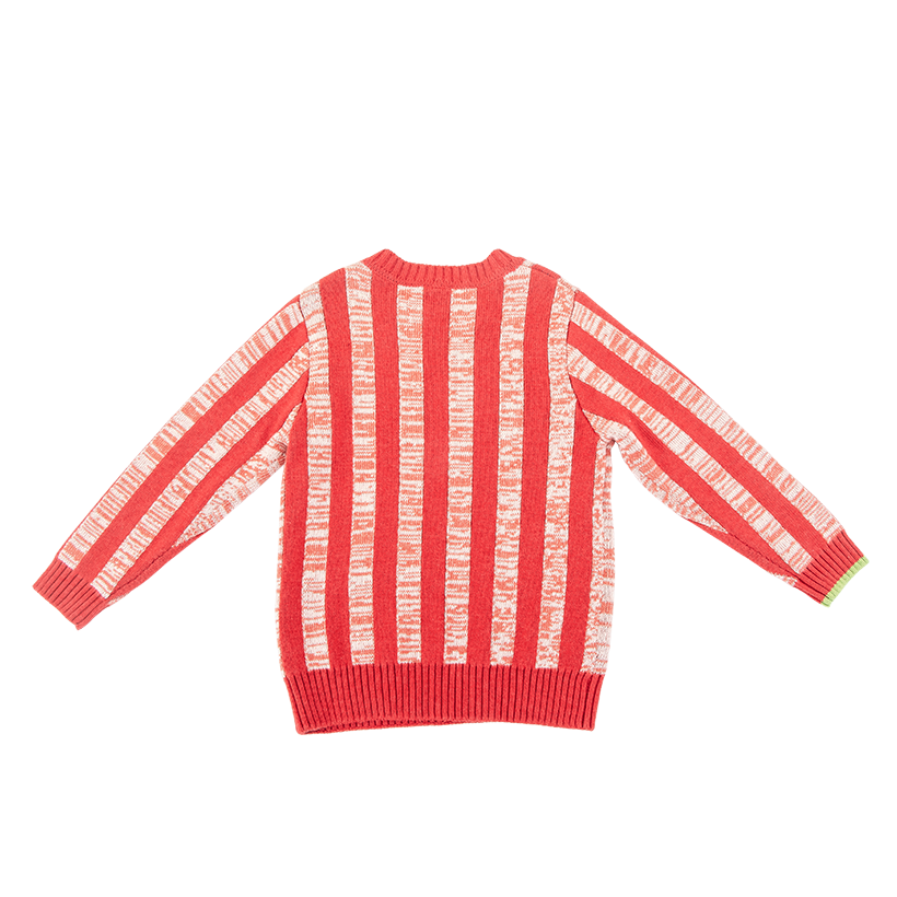 Red kids sweater with good fortune print