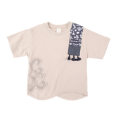 <tc>Latte kids T-shirt with five poison patchwork and tassel detail</tc>