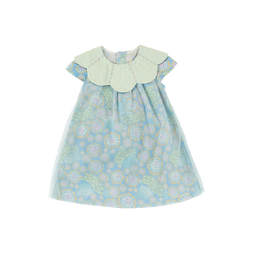 <tc>Celadon baby dress with petal shaped collar</tc>