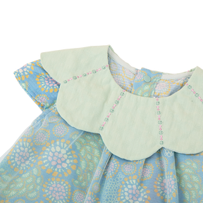 <tc>Celadon baby dress with petal shaped collar</tc>