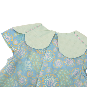 <tc>Celadon baby dress with petal shaped collar</tc>