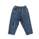 <tc>Iron grey kids cropped denim with embroidered detail</tc>