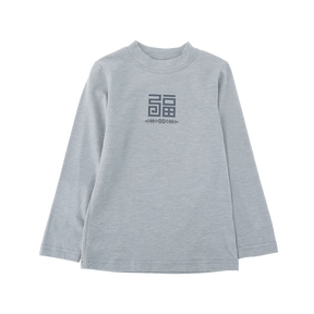 <tc>Heather grey kids Thermal T-Shirt with infinite blessings motif</tc>