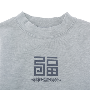 <tc>Heather grey kids Thermal T-Shirt with infinite blessings motif</tc>