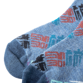 Grey blue kids good fortune short sock