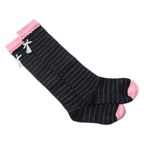 Black kids long socks with bow and tassel detail